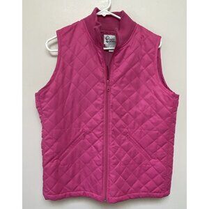 Lilly Pulitzer Womens Quilted Pink Vest Zip Front/Pockets Lined XL Barbiecore